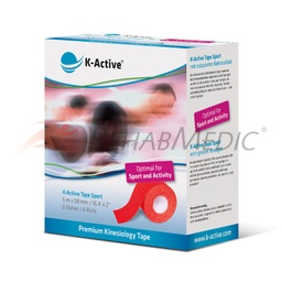 [KT67016RD] K-ACTIVE SPORT Kinesiologische Tape 5m Doos met 6 rollen (Rood)