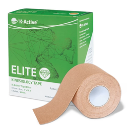 [KT68046TN] K-ACTIVE ELITE Kinesiologische Tape 5m Doos met 6 rollen (Beige)