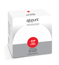 [A1037A] Aguja China con mango de Plata con tubo guía AGUPUNT AGP (Caja 200 agujas) (25mm, 0,18mm)